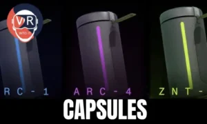 Capsules in VAIL Vr. Left to right: Common, Rare, Legendary.